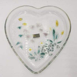 Cinderella Savoir Walther Glass Heart Serving Tray 10" Vintage W. Germany NOS